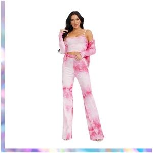 Rosevelvet Trendy Pink and White Tie-Dye 3 Y2K Piece Set NWT S, M, L